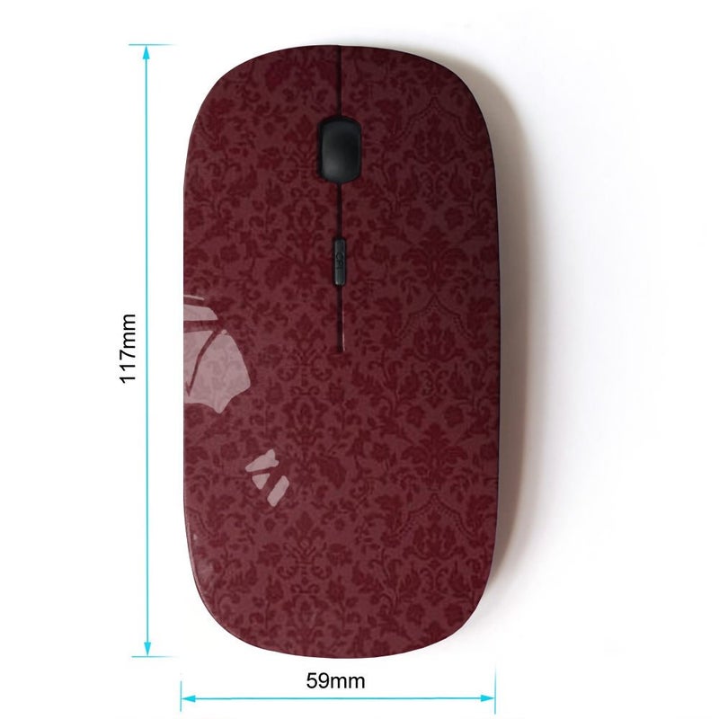KOOLmouse [ Optical 2.4G Wireless Mouse [ Brown Maroon Wallpaper Retro ] - Image 2